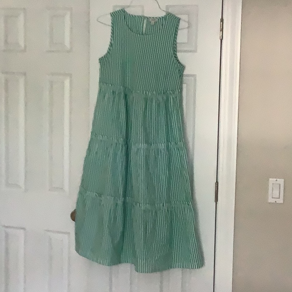 JCrew kelly green and white stripes long sleeveless dress size 2